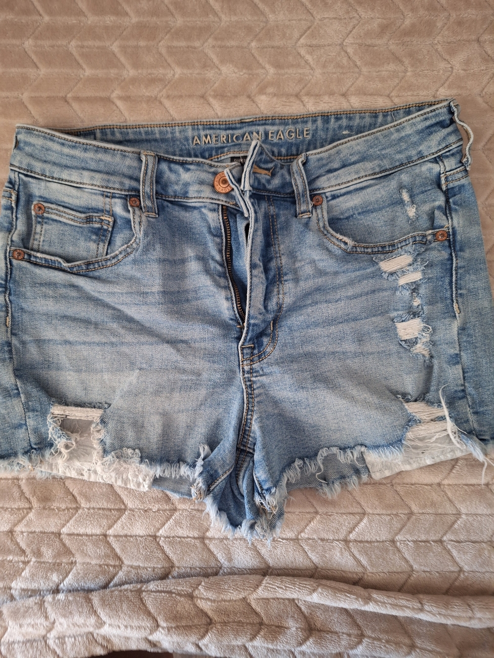 American Eagle Outfitters Light Blue Distressed Denim Shorts
